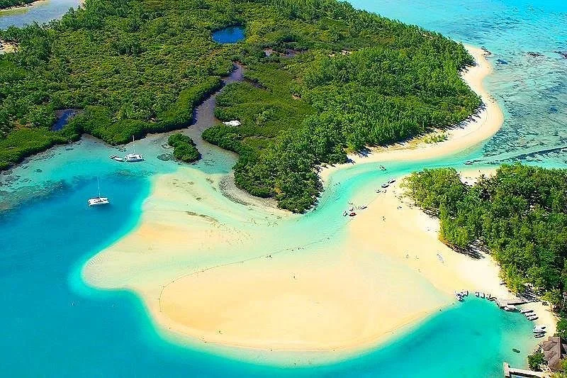 Ile Aux Cerfs beach aerial