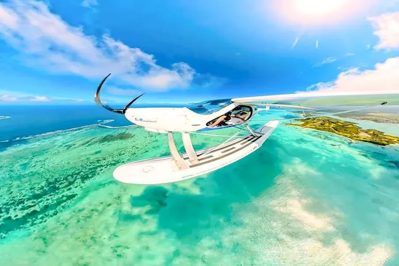 Seaplane scenic flight Mauritius lagoon