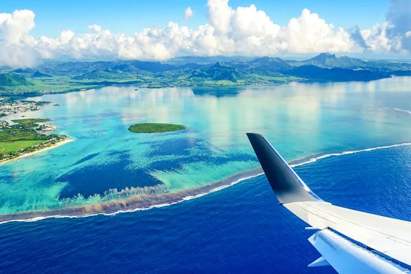 Aerial coastal view Mauritius