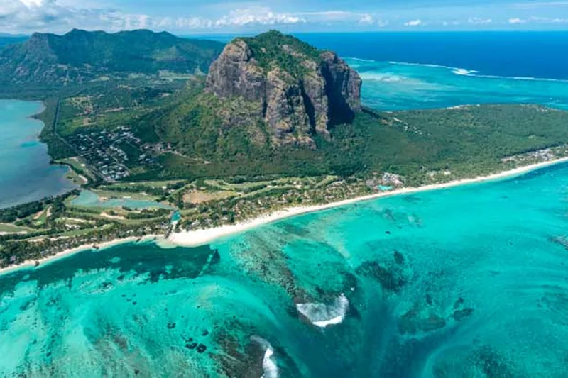 Le Morne lagoon aerial view Mauritius