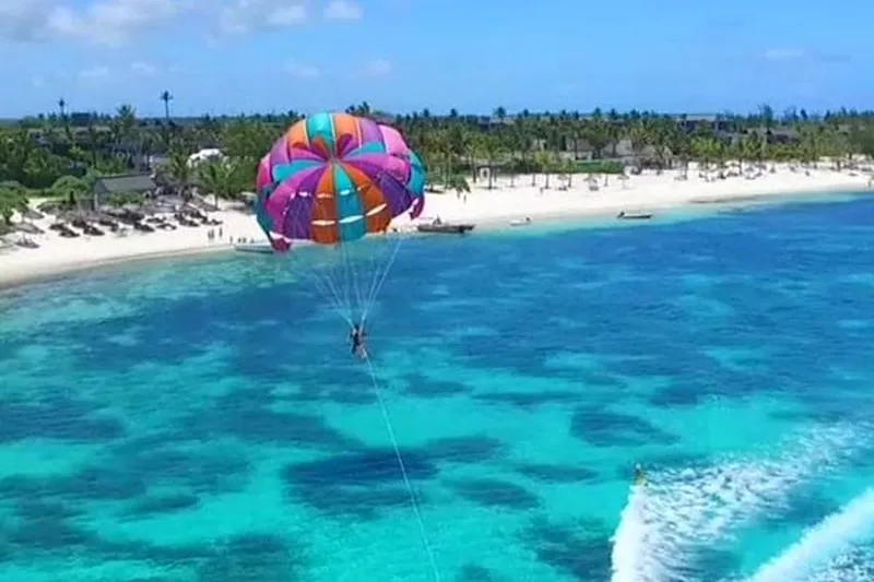 Parasailing aerial view Mauritius